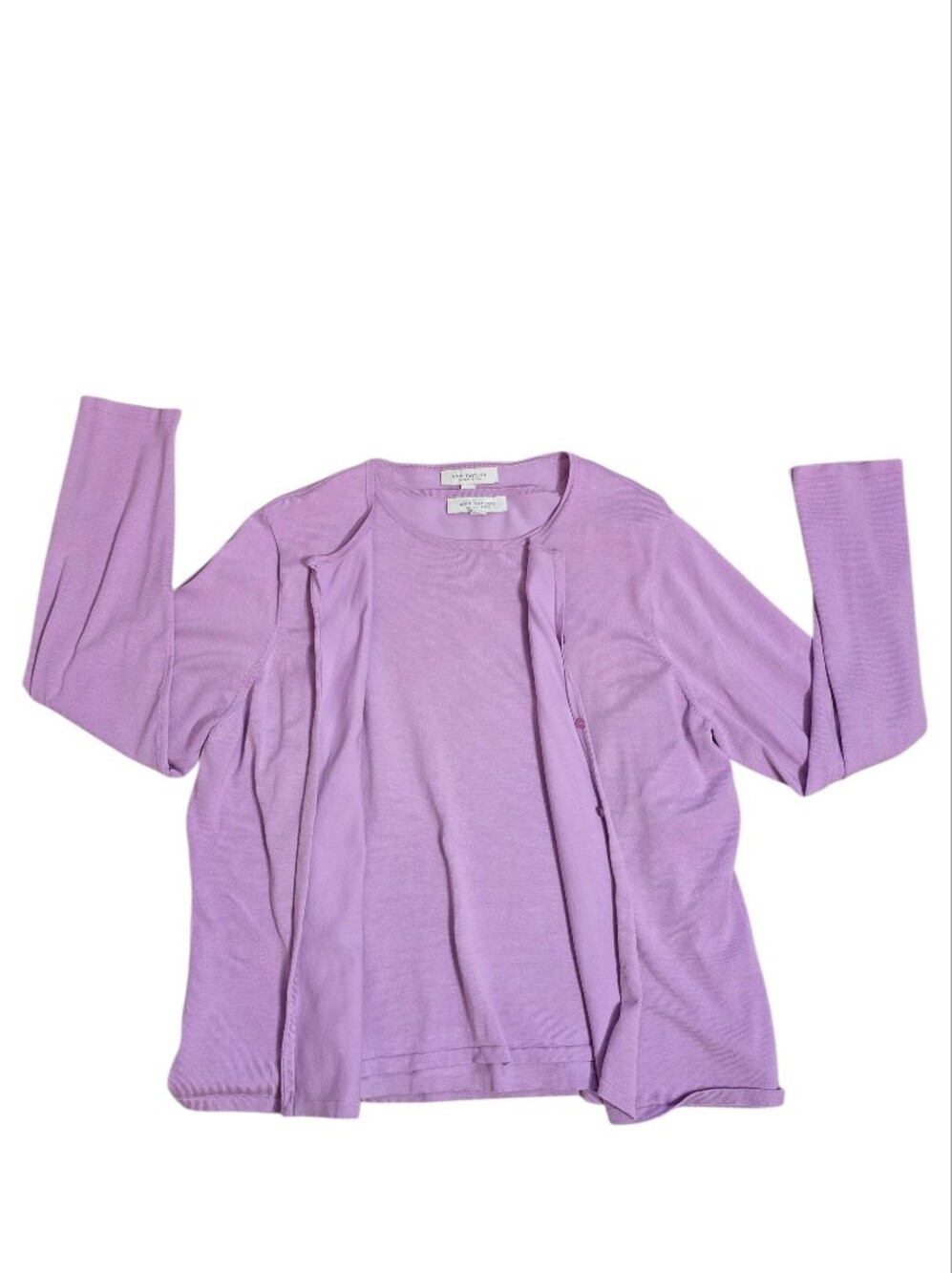 Ann Taylor Lavender Silk Button-Front Cardigan Tank Top 2 Piece Set XL